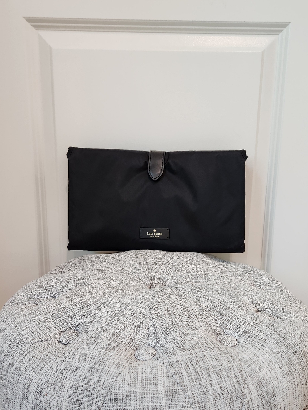 kate spade Black Nylon Fold-Over Toiletry Makeup Travel Pouch Bag